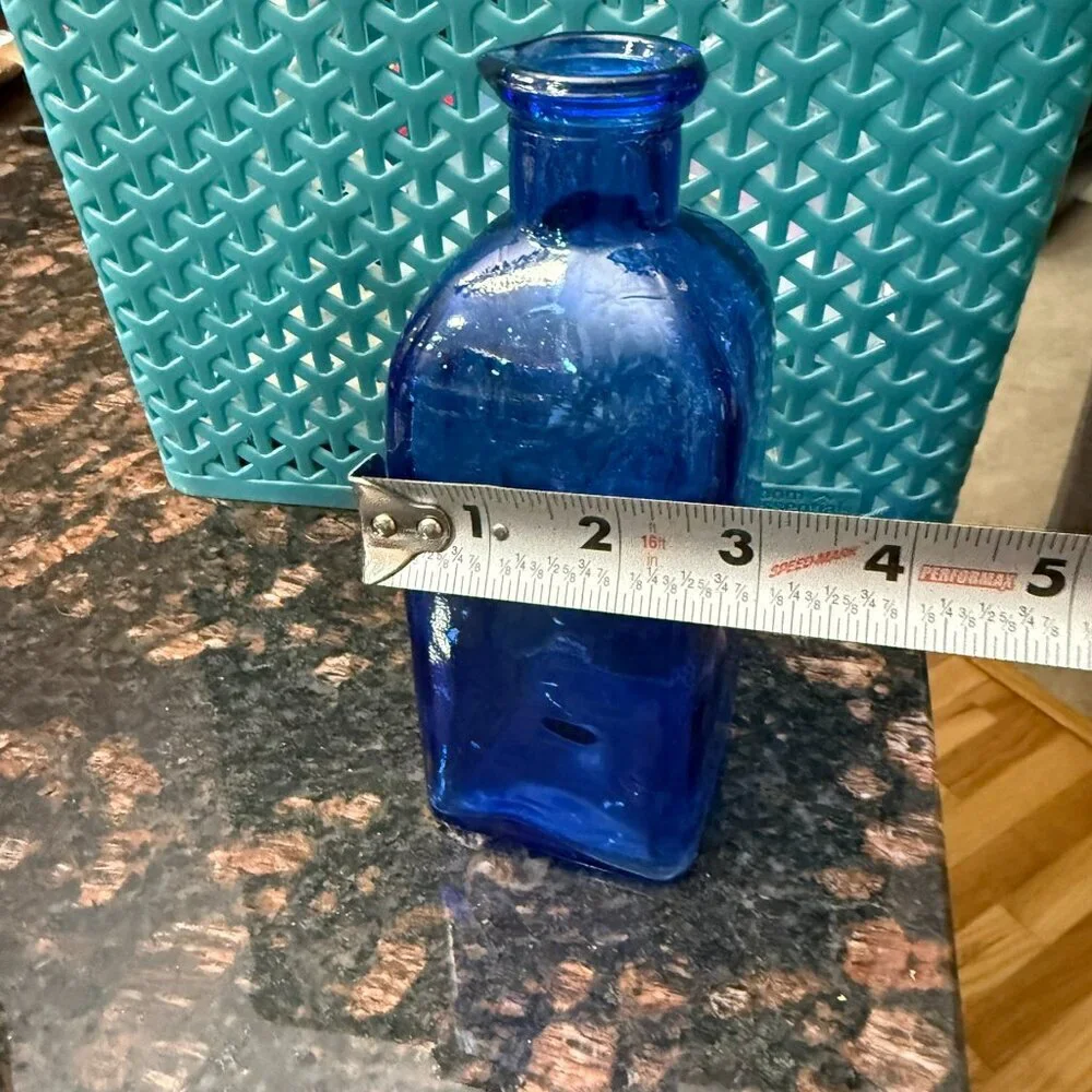 Blue glass decor/vase/pitcher - very pretty!